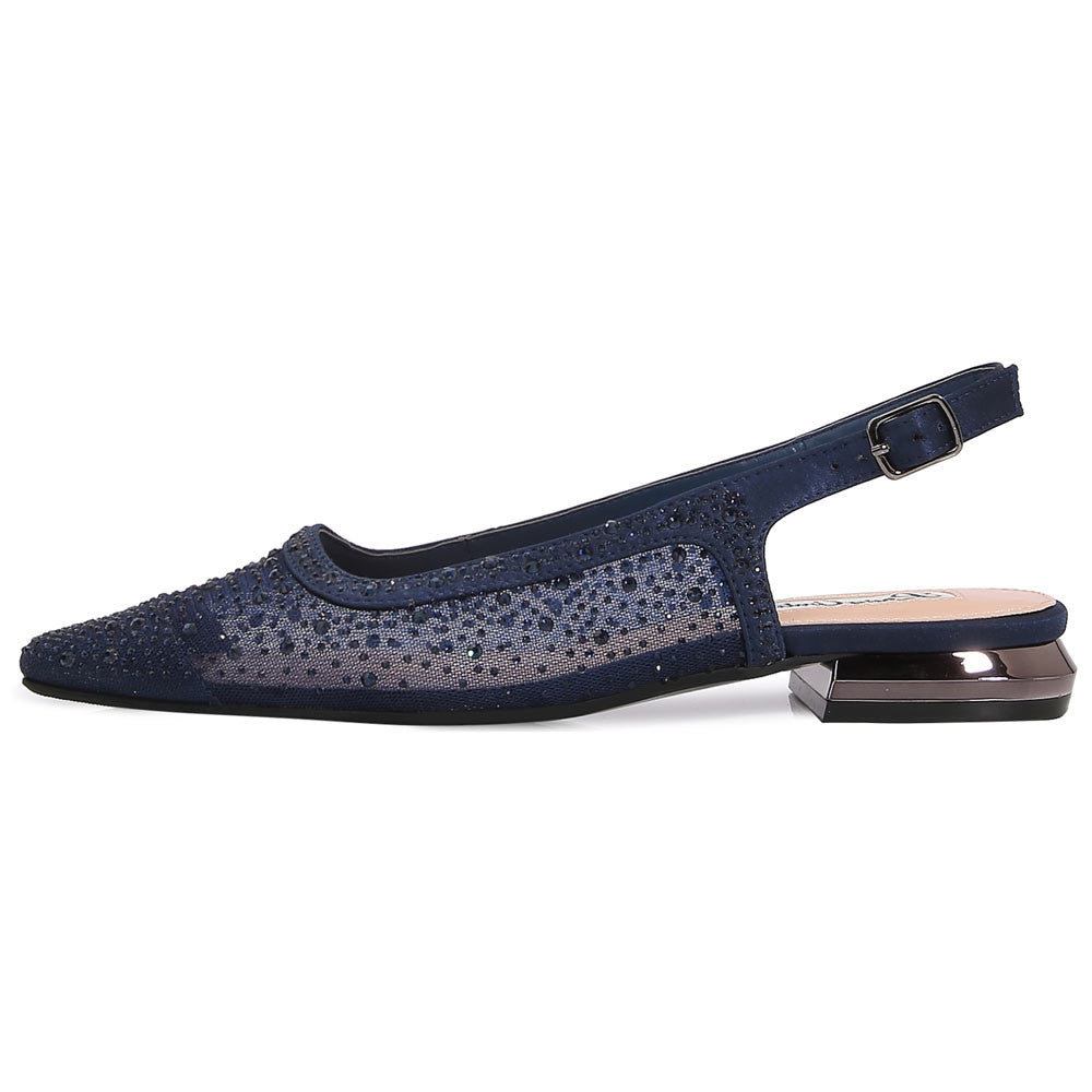 Lady Couture Kara 0.75” Block Heel Flats in Navy