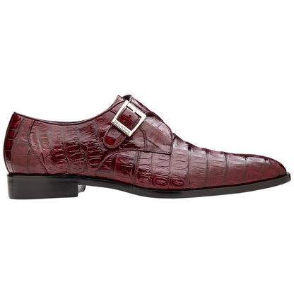 Belvedere Angelo Genuine Caiman Crocodile Skin Monk Strap Shoes (USA Men Size)
