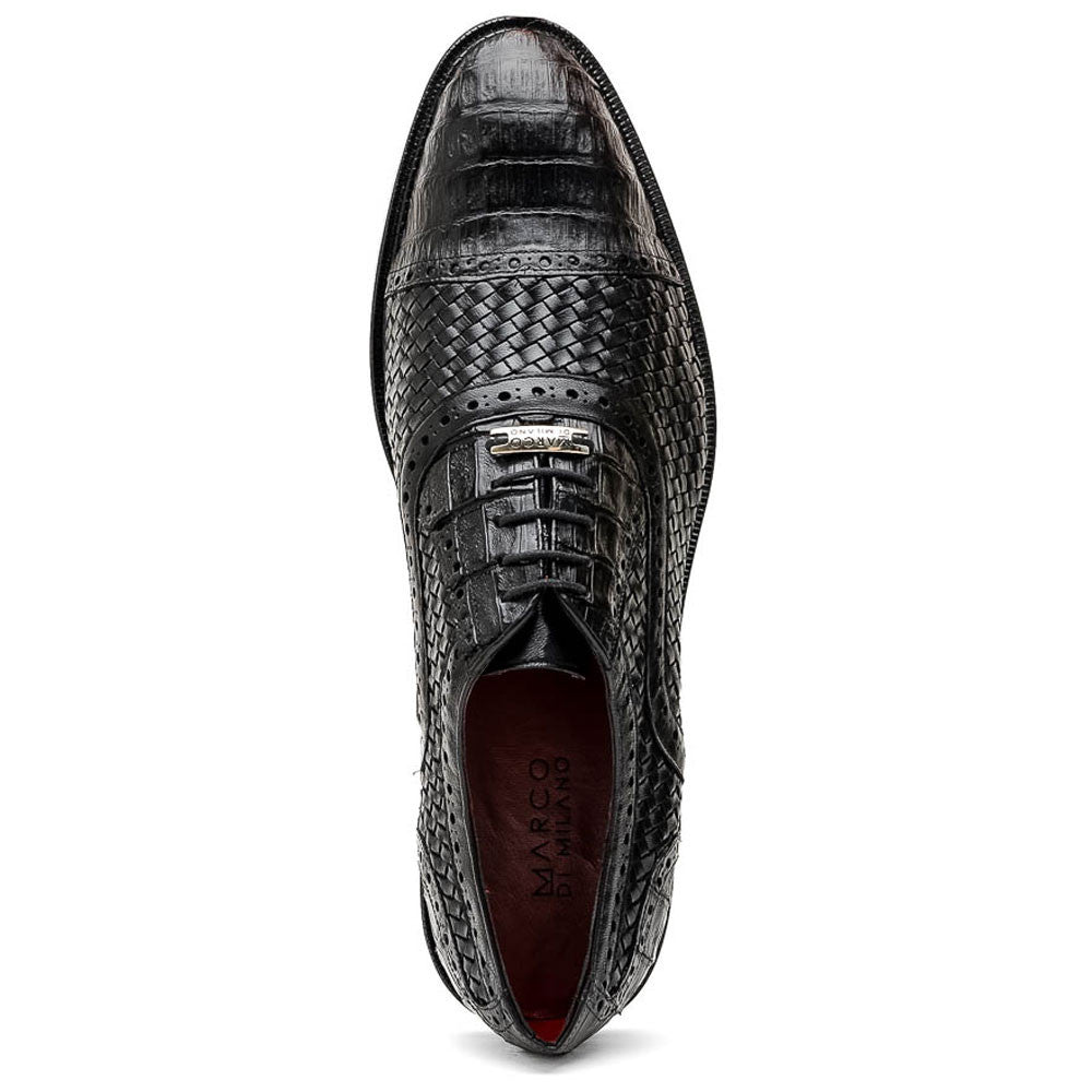 John Black Men’s Woven calfskin Genuine Caiman Crocodile Cap Toe Oxford | Marco DI Milano