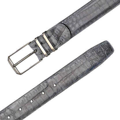 Mezlan Men's Genuine Crocodile Belt in Grey