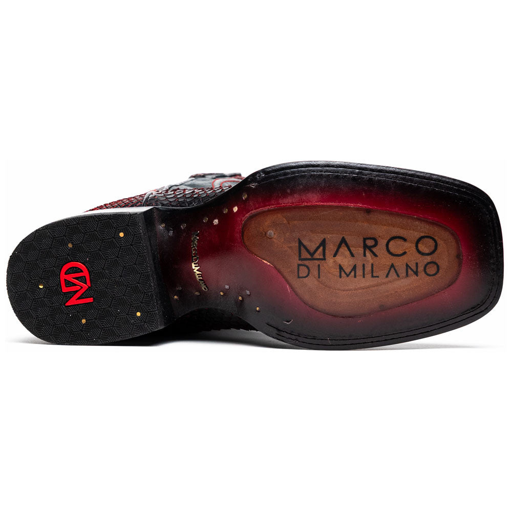 Missouri Genuine Python Skin Black Cherry Cowboy Boot | Marco Di Milano Western Boots