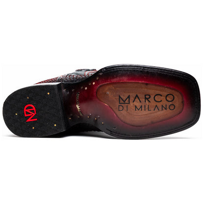 Missouri Genuine Python Skin Black Cherry Cowboy Boot | Marco Di Milano Western Boots