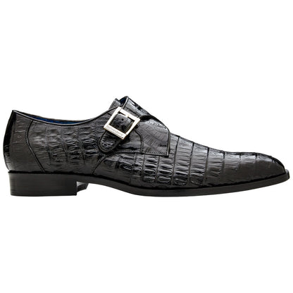 Belvedere Angelo Genuine Caiman Crocodile Skin Monk Strap Shoes (USA Men Size)
