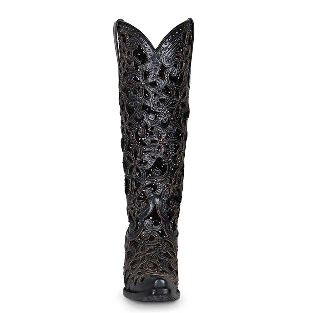 Corral Black Inlay and Studs Cowgirl Boots