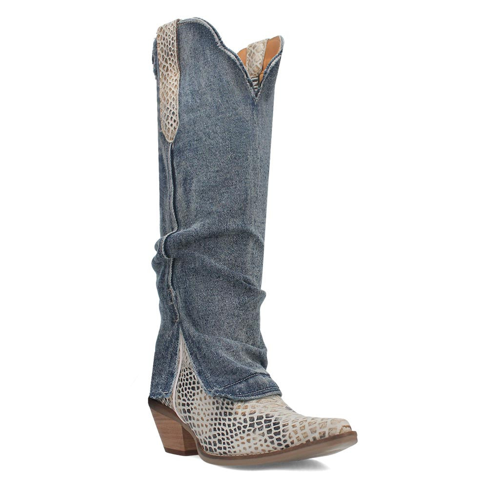 Dingo Animal Print Blue Snip Toe Western Boots for Women