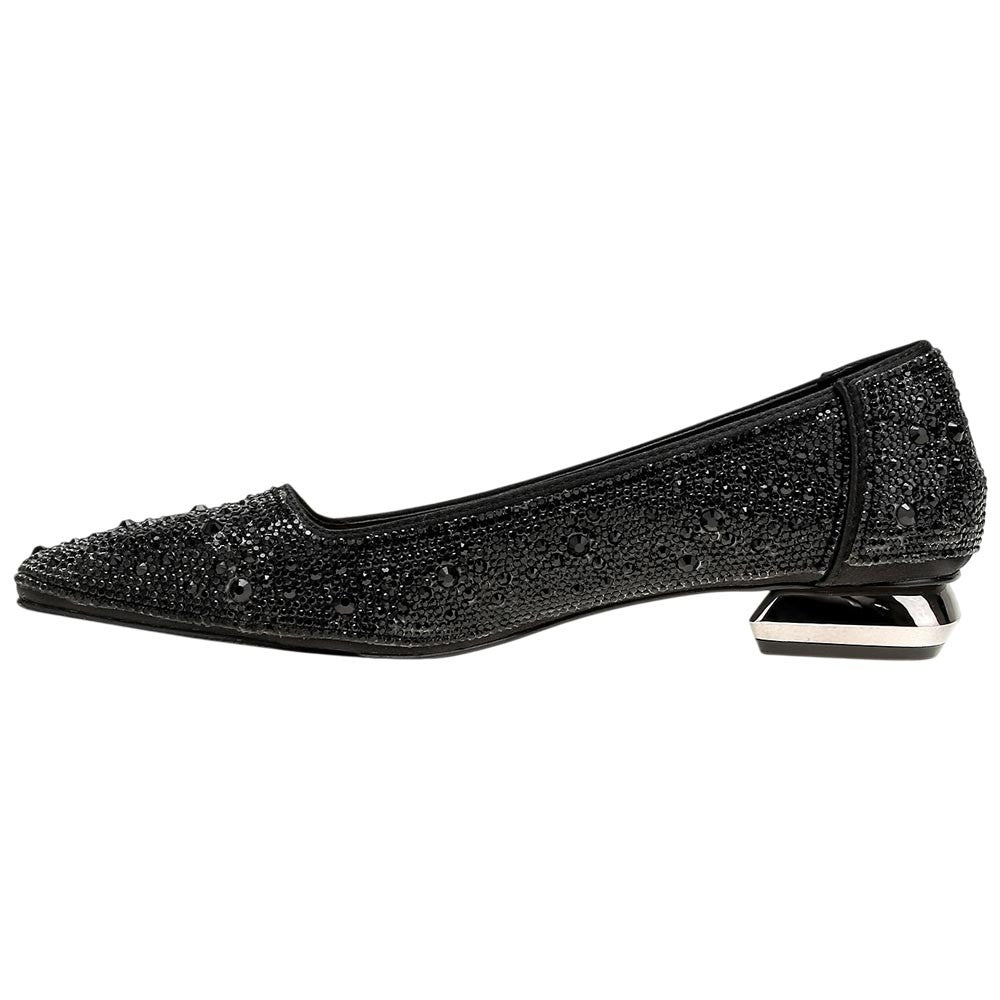 Lady Couture Fever Women's Black Rhinestone Crystal Pointed Toe Dress Shoes