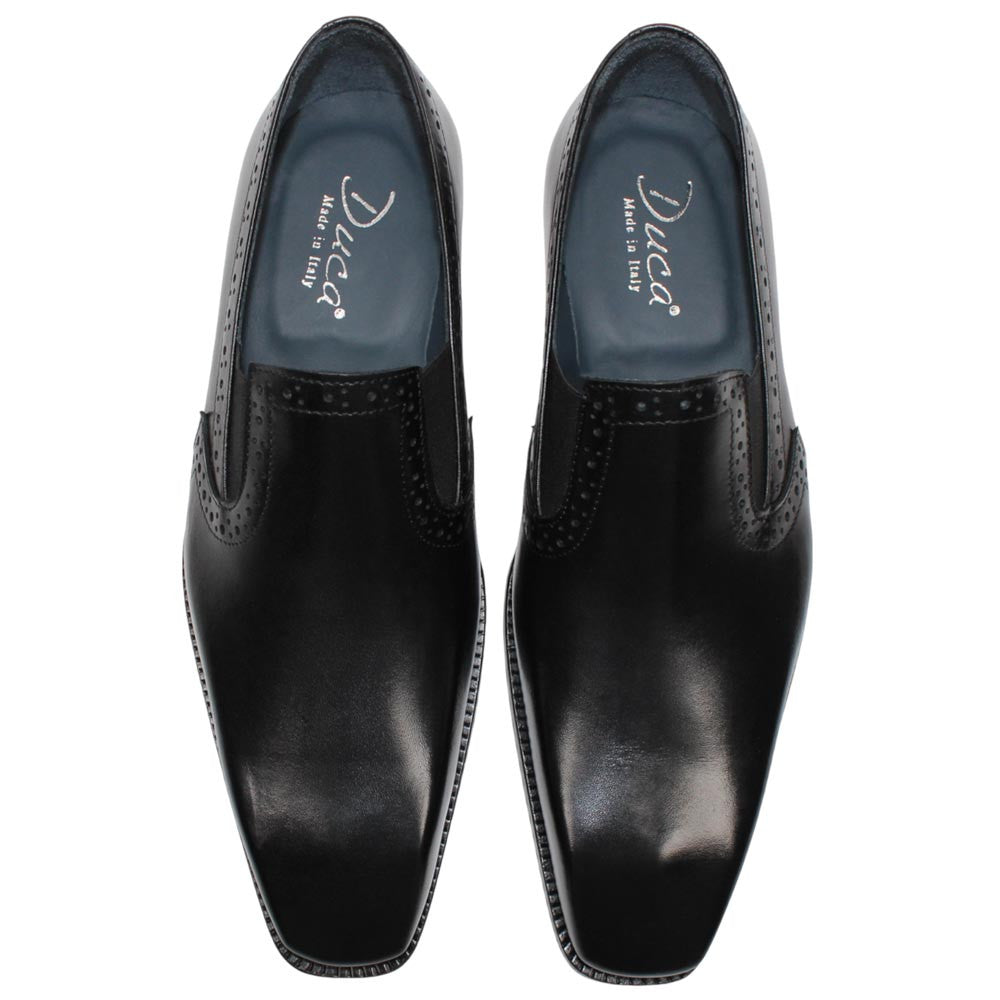 DUCA Paliano Black Italian Leather Slip-On Loafers for Men