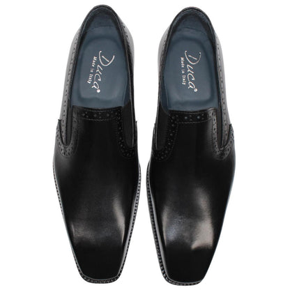 DUCA Paliano Black Italian Leather Slip-On Loafers for Men