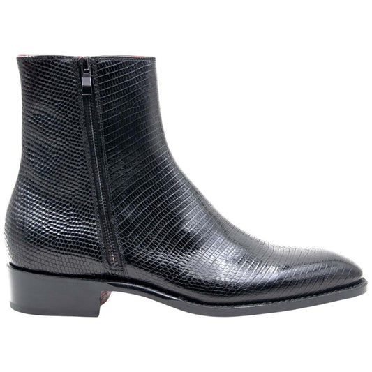 Ugo Vasare Zipped Americano Lizard Printed Toe Black Dress Heels