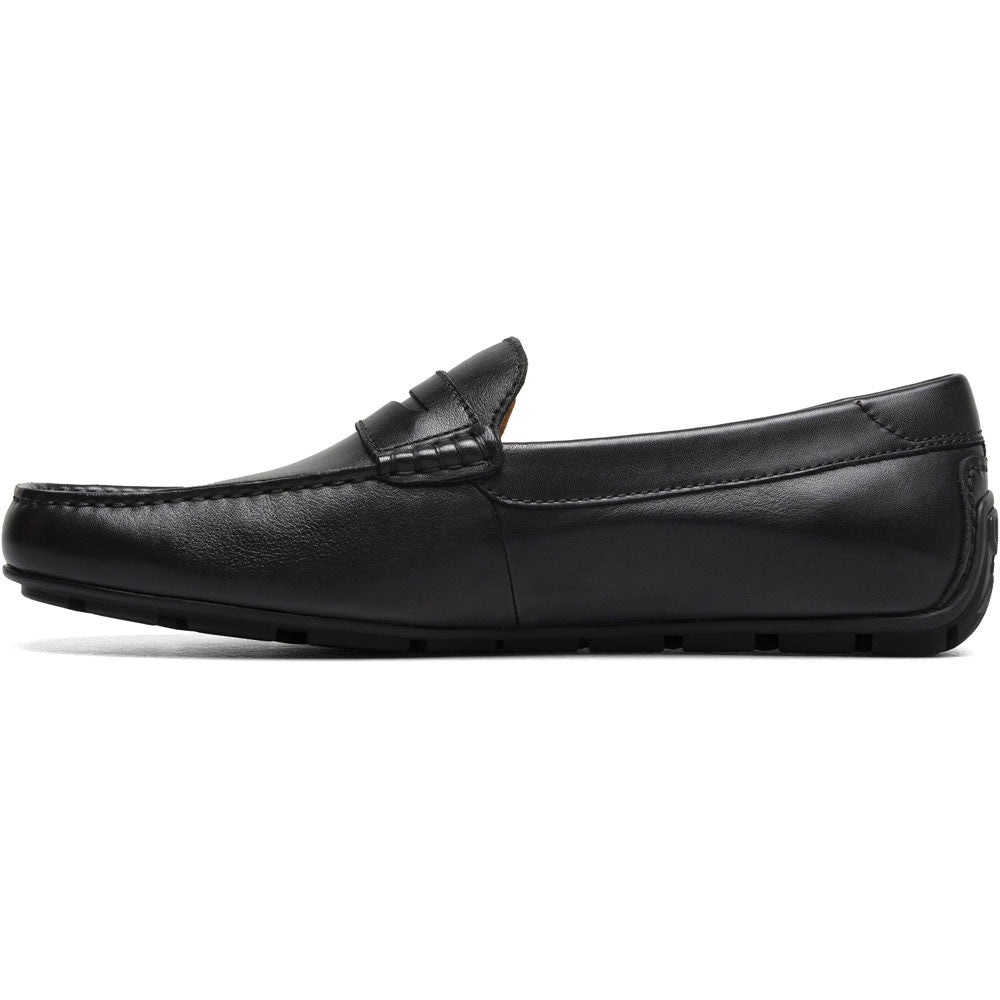 Florsheim Motor Black Smooth Leather Moc Toe Penny Driving Shoes