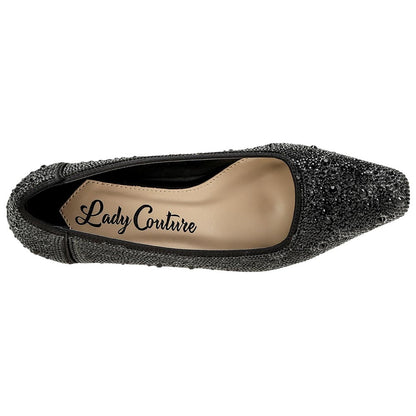 Lady Couture Fever Women's Black Rhinestone Crystal Pointed Toe Dress Shoes
