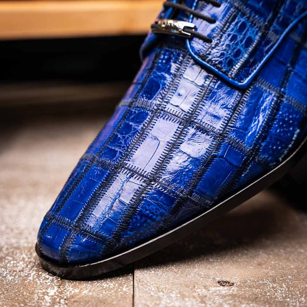 Asti Genuine Caiman Crocodile Skin Patchwork Derby | MARCO DI MILANO