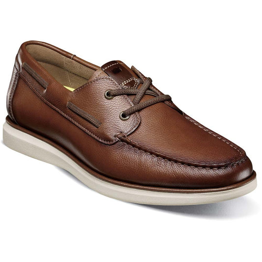 Florsheim Tropics Cognac Leather Elastic Lace Moc Toe Boat Shoe (USA Men Size)
