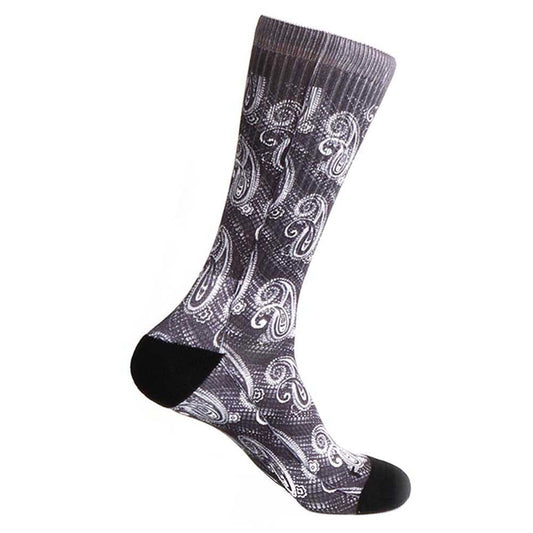 Steven Land Paisley Sublimation Pattern Black Multi Cotton Nylon Spandex Socks
