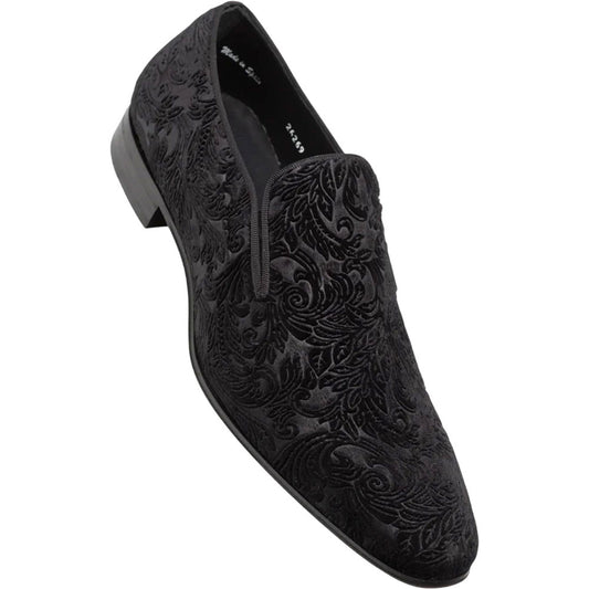 Mezlan Men's Travolta Embossed Velvet Evening Pump in Black