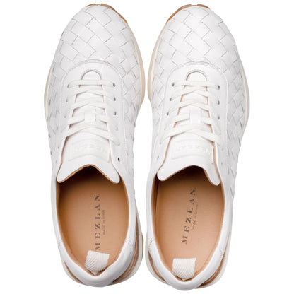 Mezlan of Spain Men’s Concha Woven Calfskin White Round Toe Luxury Sneaker