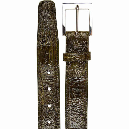 Belvedere Men's Olive Ostrich Leg Belt