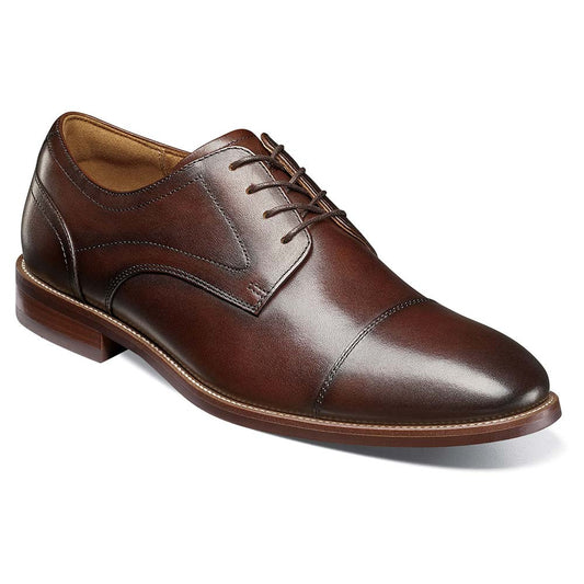 Florsheim Rucci Brown Smooth Leather Cap Toe Derby Dress Shoes (USA Men Size)
