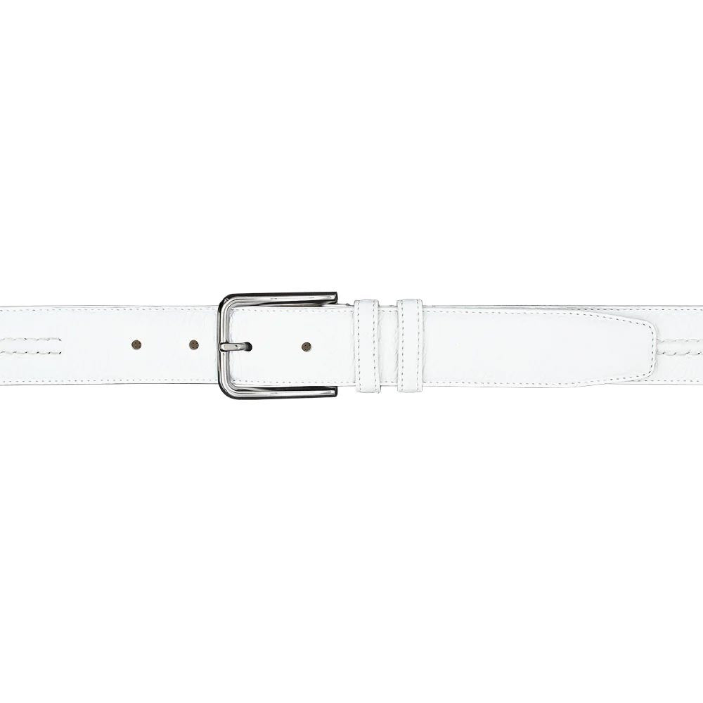 Mezlan Men’s White Deerskin Belt with Silver Buckle