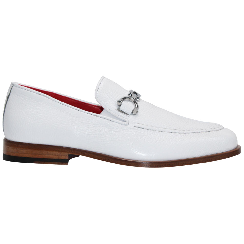 Edgardo White Italian Deer Skin Leather Loafers | Emilio Franco Dress Loafers for Men