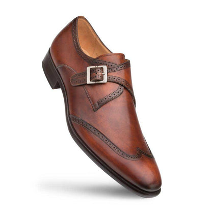Mezlan Men's Forest Wing Tip Monk Strap in Cognac
