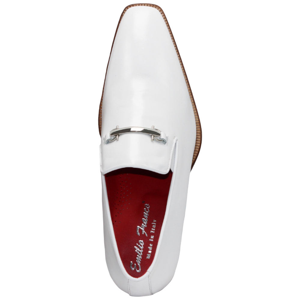 Francesco White Leather Loafers | Emilio Franco Dress Loafers for Men