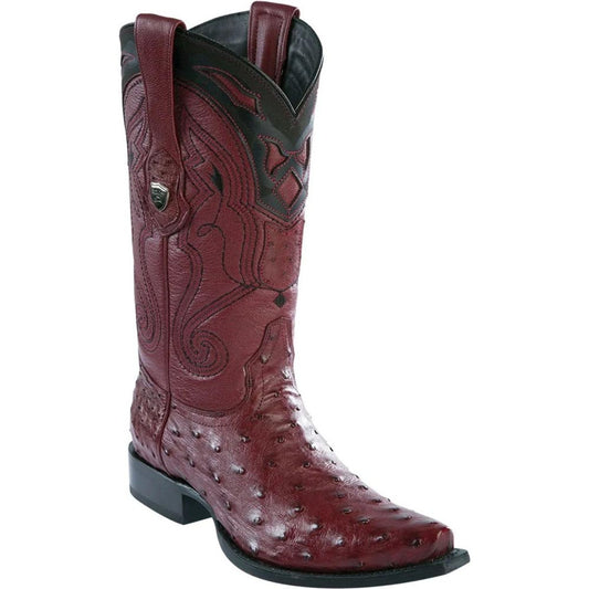 Wild West Burgundy Ostrich Quill Snip Toe Boots