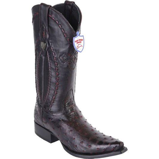 Wild West Black Cherry Genuine Ostrich Boots