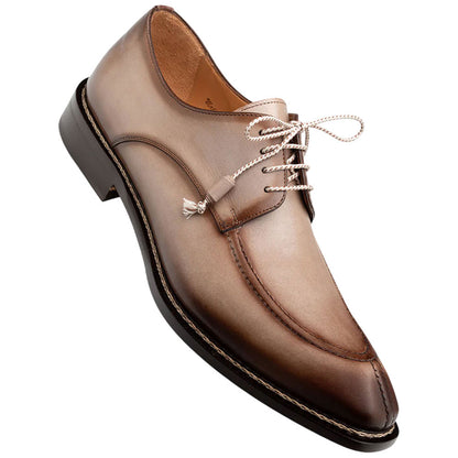Mezlan Men’s Belmonte Hand-Burnished Patina Taupe Calfskin Dress Derby Shoes
