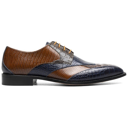 Tristano Modified Bike Toe Oxford | Stacy Adams Dress Shoes in Gray & Blue