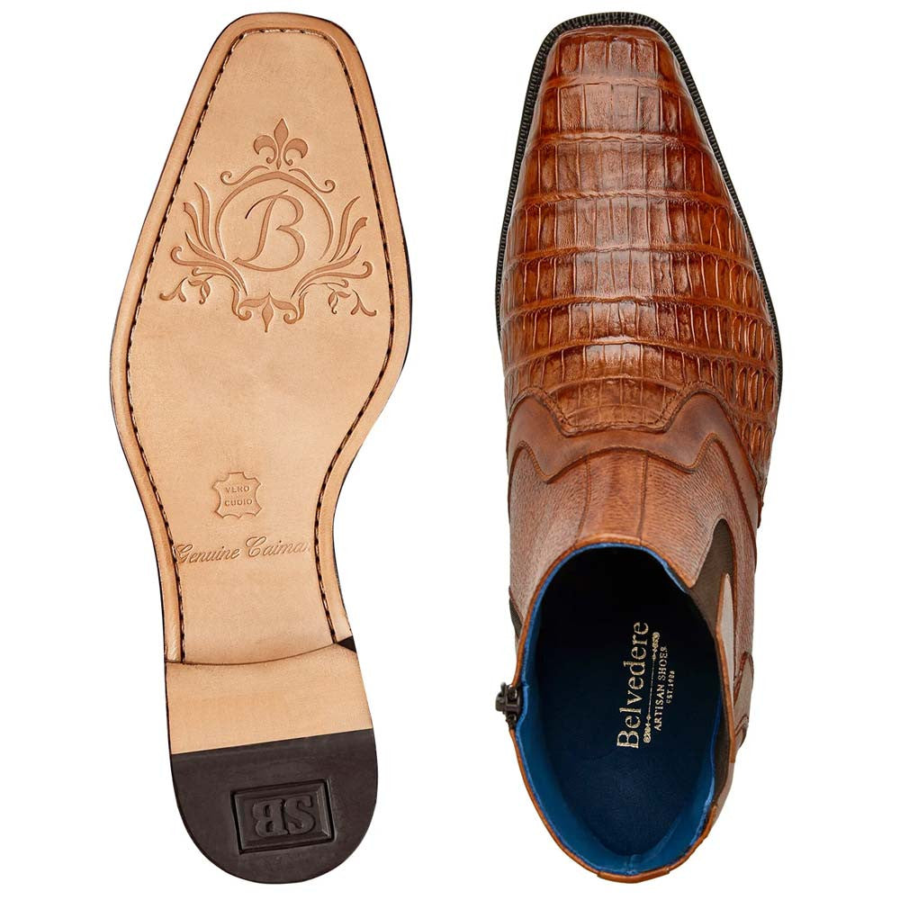 Belvedere Monte Caiman Crocodile Skin Sport Chukka Zipper Boots (US Men Size)