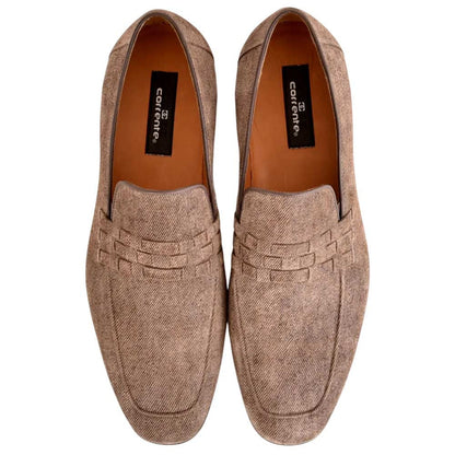 Corrente Men's Denim Leather Loafer - Brown