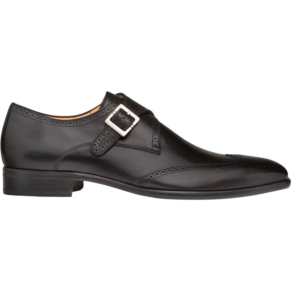 Mezlan Men's Forest Wing Tip Monk Strap in Black