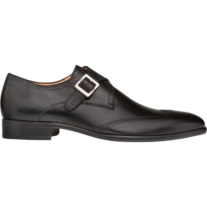 Mezlan Men's Forest Wing Tip Monk Strap in Black