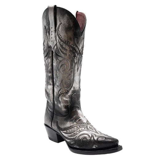 Ferrini Masquerade Silver Metallic Full Grain Snipped Toe Leather Boots