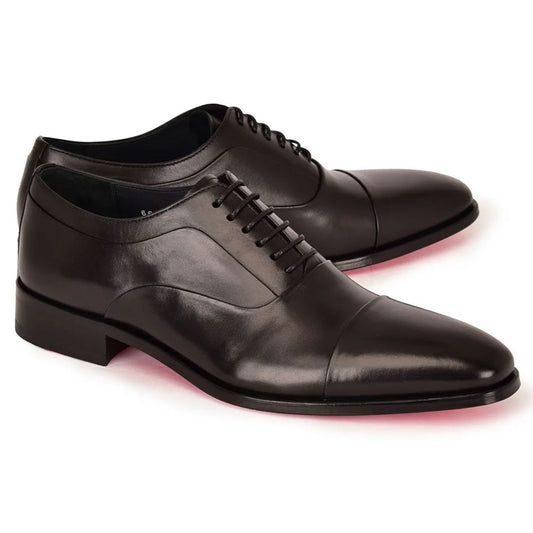 Corrente Men’s Black Leather Cap Toe Lace-Up Loafer