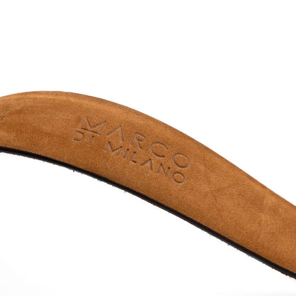 Domenico Men’s Genuine Exotic Ostrich Belts With Brushed Chrome Buckle | Marco Di Milano Exotic Belt in Brown