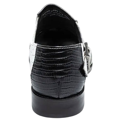 Stacy Adams Calandro Croco & Lizard Print Black w/White City Sandal for Men