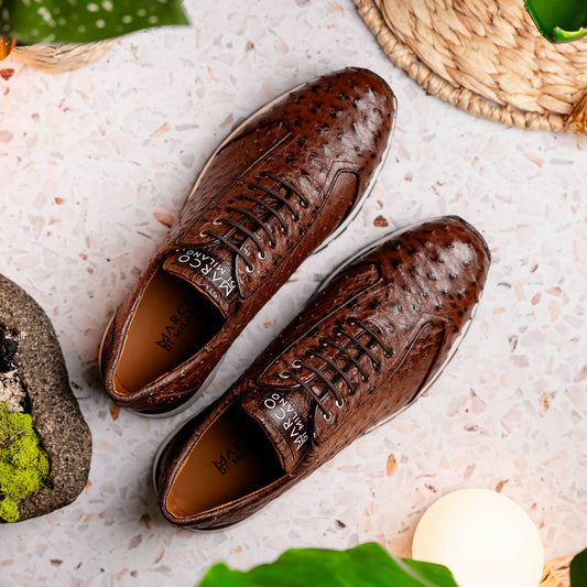 Marco Di Milano SCANNO Ostrich Brown Classic Fashion Sneakers