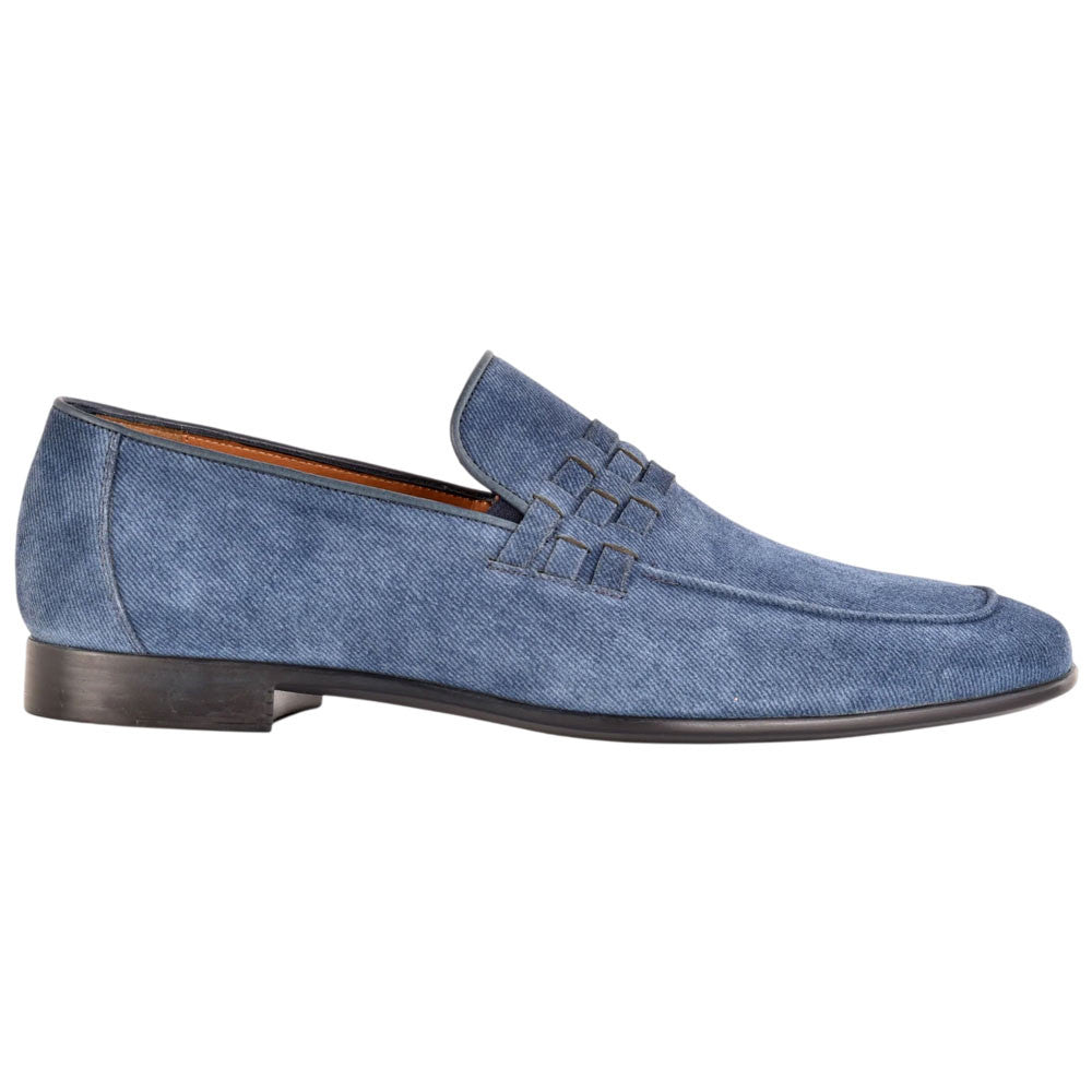 Corrente Men's Denim Leather Loafer - Blue