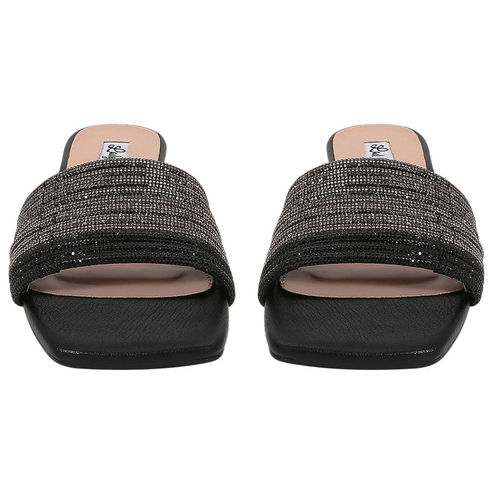 Lady Couture Women's Amazing Black Multi Color Rhinestone Strap Slide Sandals