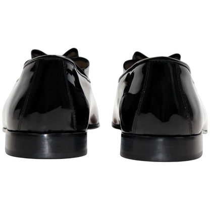Amalfi Black Velvet & Patent Leather Slip on | Duca Bow Dress Loafers