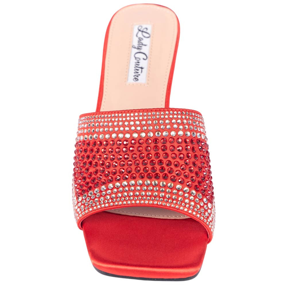 Lady Couture Fontana Women's Red Block Heel Wide Vamp Mules