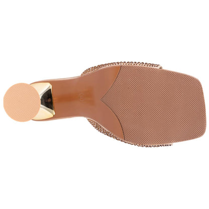 Lady Couture Fontana Women's Gold Block Heel Wide Vamp Mules
