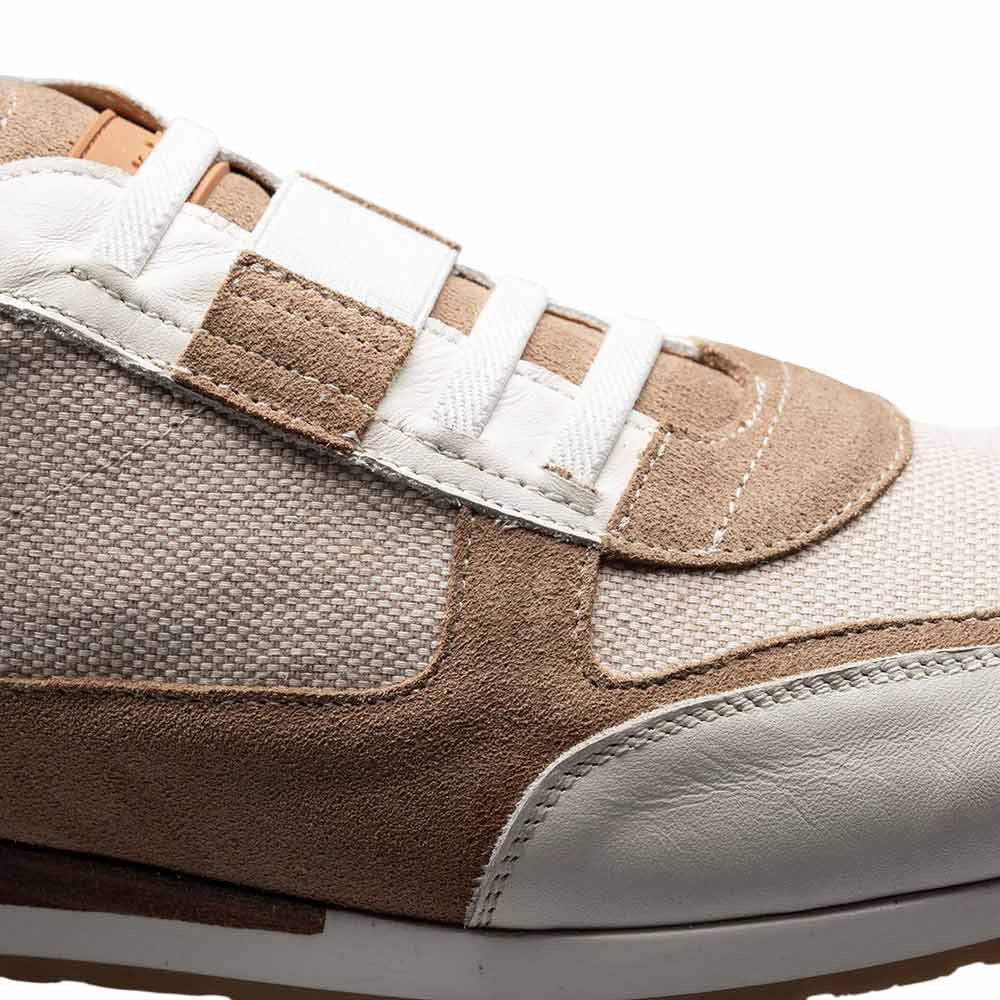 Mezlan Shoes Men’s Bone/Sand Suede & Linen Riumar Hybrid Sneaker