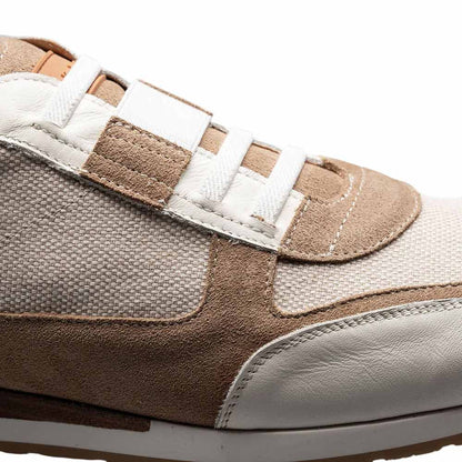 Mezlan Shoes Men’s Bone/Sand Suede & Linen Riumar Hybrid Sneaker