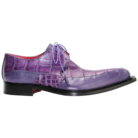 Fennix Frank Men's Purple Calf Leather/Alligator Exotic Oxfords Shoes