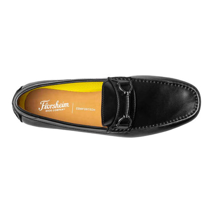 Florsheim Motor Black Smooth Leather Moc Toe Bit Driving Shoes