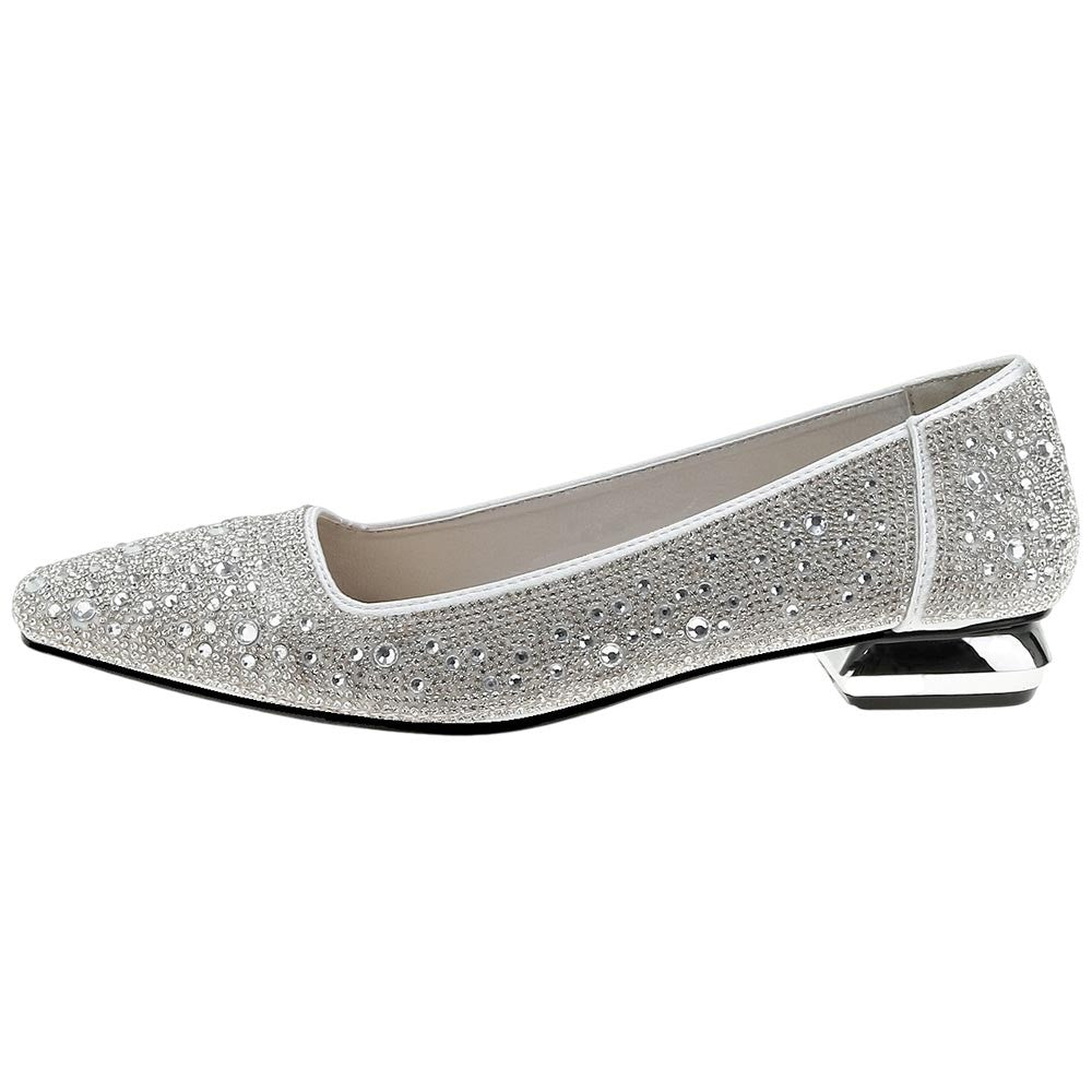 Lady Couture Fever Women's Silver Rhinestone Crystal Pointed Toe Dress Shoes