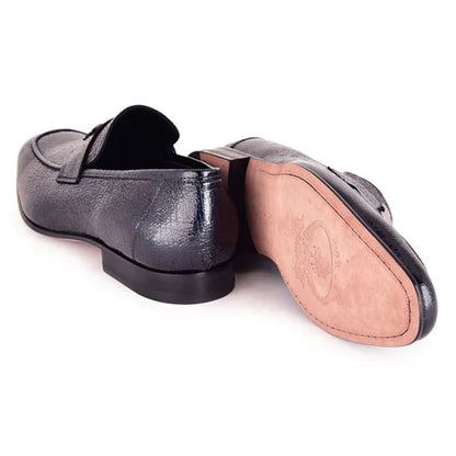 Corrente Men’s Navy H Buckle Vita Calfskin Slip On Loafer